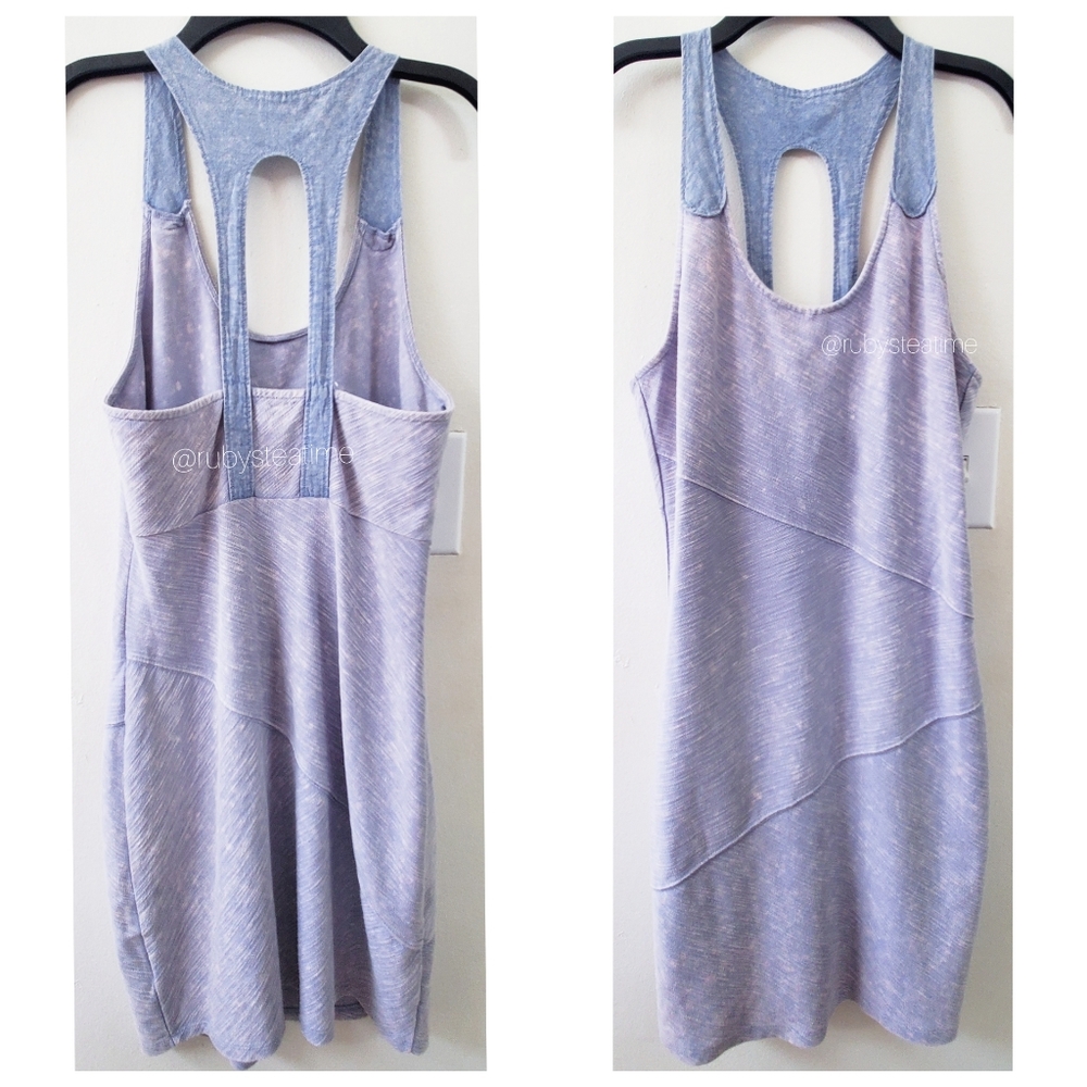 🎉 Rare! FREE PEOPLE Retro Lavender Acid Wash, Bodycon Mini Dress, New with Tag - Picture 2 of 9